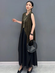 HEYFANCYSTYLE Tokyo Gold & Black Sleeveless Dress