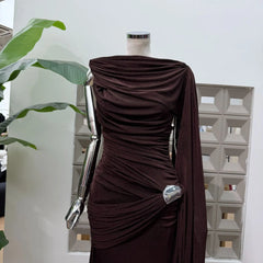 Luxury One-Shoulder Ruched Dress