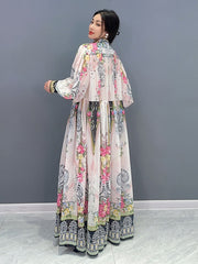 Couture Chic Floral Turtleneck Long Dress