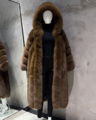 Women's Fox Fur Hooded Coat