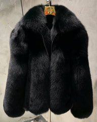 Luxury Fox Fur Zip-Up Coat