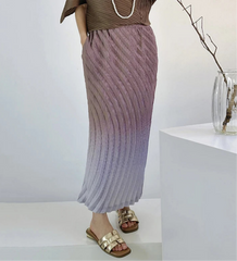 Luxe Long Pleated Ombre Skirt
