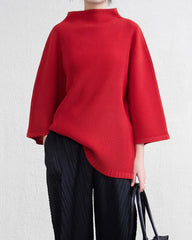 Elegant Mock-Neck Pleated Top