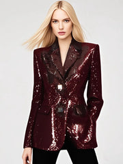 Bordeaux Sequin Embellished Blazer