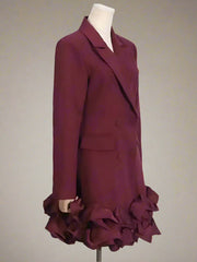 Luxe Double-Breasted Ruffled Blazer