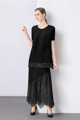 Luxury Sequin Pleated Top & Skirt