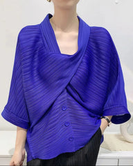 Luxury Overlap Draped Plissé Top