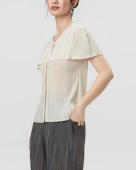 Luxury Pleated Cape Blouse