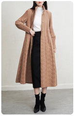 Luxury Pleated Quilted Long Coat