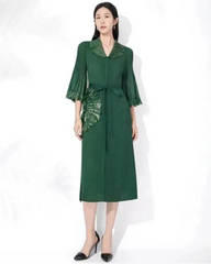 Elegant Floral Pleated Dress