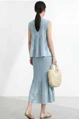 Pleated Rosette Peplum 2-Piece