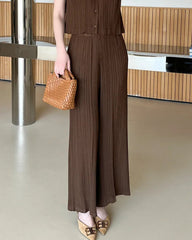 Fluid Pleat Wide-Leg Pants