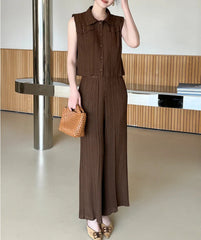 Plissé Wide-Leg Pants