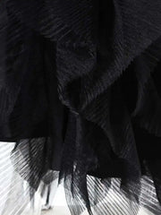 Asymmetric Tulle Full-Length Blazer