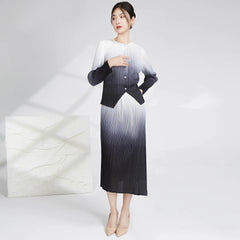 Plissé Ombre Blouse & Skirt Set