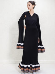 Couture Plissé Pleated Midi Dress with Cardigan Set