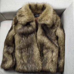 Men's Cozy Brown Faux Fur Coat | Thick & Warm