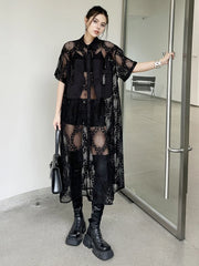 Women's Luxe Oversized Sheer Mesh Shirt