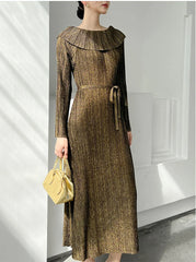 Pleated Off-Shoulder Dress