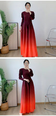 Women's Petite Long Sleeve Pleated Midi Dress