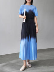 Luxury Gradient Pleats Dress