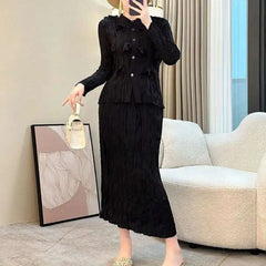 Truly Pleated Cardigan & Long Skirt