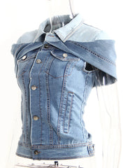 Luxe Shoulder Upcycled Denim Top