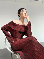 Pleated Off-Shoulder Dress