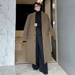 Luxury Herringbone Wool-Blend Overcoat