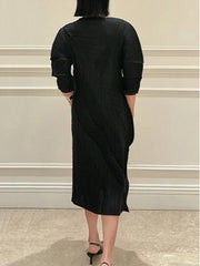 Elegant Pleated Kimono Sleeve Dress