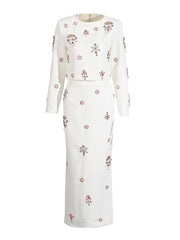 Luxury Crystal Top & Long Skirt Set