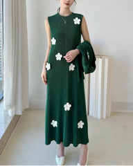 Luxury Plissé Floral Dress Set