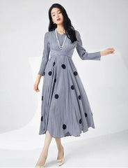 Truly Pleated Polka Dot Midi Dress