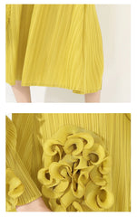 Pleated 3D Ruffle Floral Dress
