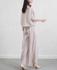 Elegant Plissé Trousers Set