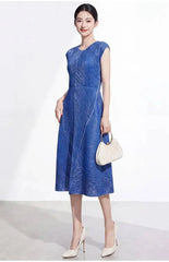 Couture Plisse Cap Sleeve Dress