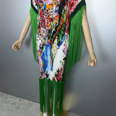 Formal Pleated Fringe Kaftan