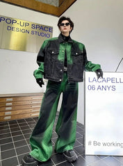 Men's 2-Piece Dyed Black Denim Jacket and Jeans Set