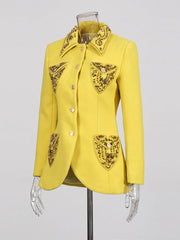 Luxury Beaded Wool-Blend Blazer