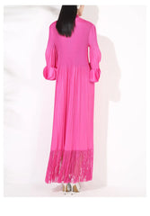 Truly Pleated Oversized Sleeve Midi Dress