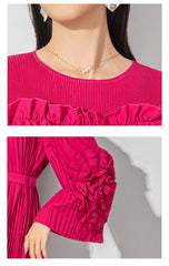 Ruffle Pleats Midi Dress