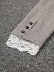Elegant Pinstripe Lace Blazer