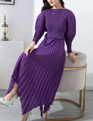 Formal Plissé Asymmetric Dress