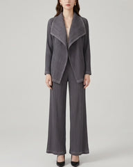 Petite Plissé Two-Piece Pant Set