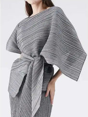 Luxury Modest Pleated Dress & Cape
