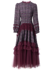 Luxe Formal Tweed Tulle Dress