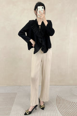 Elegant Plissé Ruffle Blouse Top