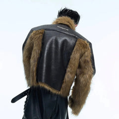 Men's Faux Fur & Leather Bomber Jacket