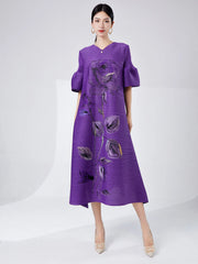 Women's Elegant Japanese Pleated Floral Dress