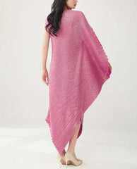 Plissé Metallic Cape Dress